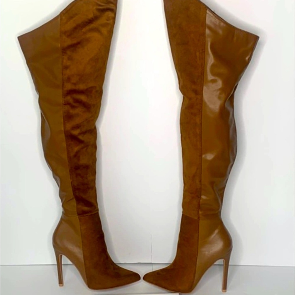 Camel Colored Thigh High Boots. Size 10.